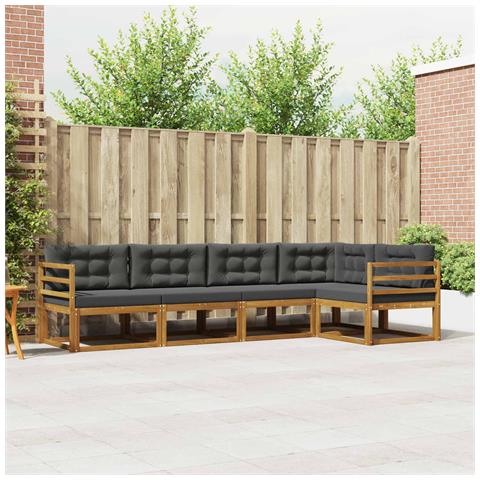 Set di divani da esterno con cuscino 5 pcs Naturale e Antracite - Foto 2