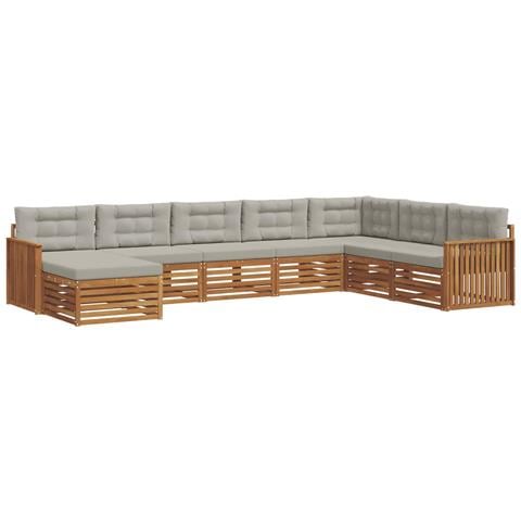 Set divani con cuscino 8 pcs Grigio Naturale e Chiaro - Foto 1