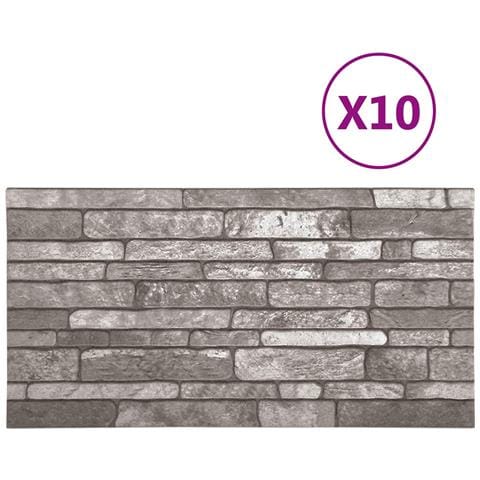 Pannelli da parete 10 pcs Grigio Scuro 100 x 50 cm Schiuma EPS - Foto 2