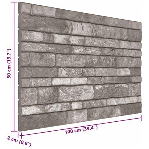 Pannelli da parete 10 pcs Grigio Scuro 100 x 50 cm Schiuma EPS - Foto 4