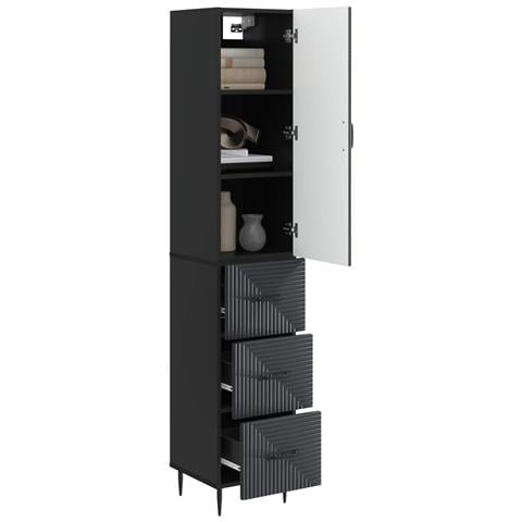 Set di armadi 2 pcs Nero 33 x 34,5 x 90 cm Legno ingegnerizzato - Foto 2