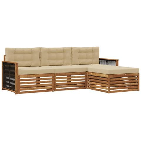 Set di divani da esterno Naturale e Beige 249 x 162,5 x 73 cm - Foto 1