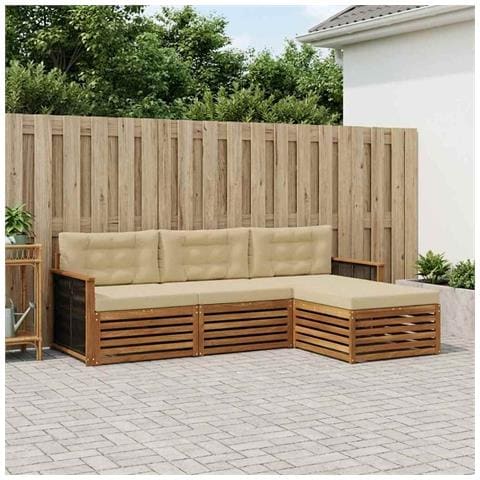 Set di divani da esterno Naturale e Beige 249 x 162,5 x 73 cm - Foto 2
