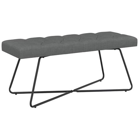 Panchina con bottoni imbottiti Grigio Scuro 110 x 40 x 46 cm - Foto 1