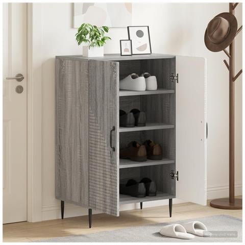 Mobile per scarpe HAARLEM 59,5 x 39,5 x 89,5 cm Sonoma grigio - Foto 2