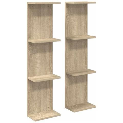Scaffale da parete 2 pz Rovere Sonoma 25 x 15 x 100 cm - Foto 1