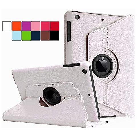Custodia Per Apple Ipad Mini 1/2 / 3 Smart 360° Gradi Di Rotazione Cover Supporto Protezione Case Auto Sveglia / sonno | Colore Bianco - Foto 1
