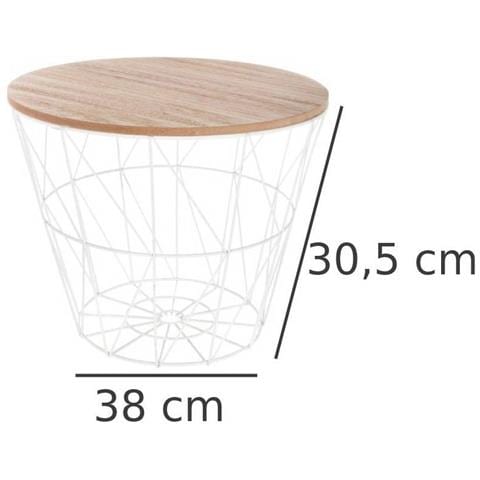 Tavolino Dal Design Traforato, Piano In Legno Con Paralume In Filo Nero, Tavolo Funzionale E Facile Da Spostare. - Foto 4