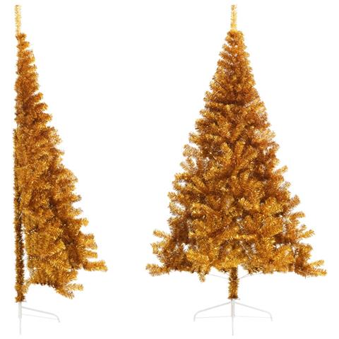 Albero di Natale Artificiale a Metà con Supporto Oro 240 cm PET - Foto 1