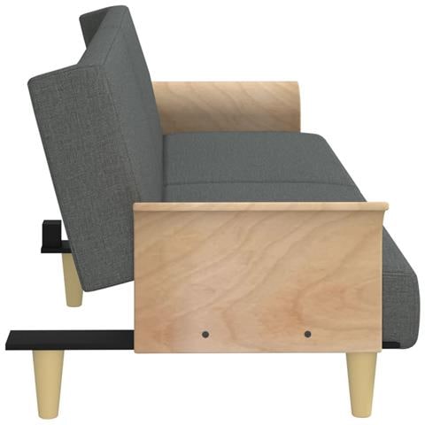 Divano Letto Con Braccioli Grigio Scuro In Tessuto - Foto 2