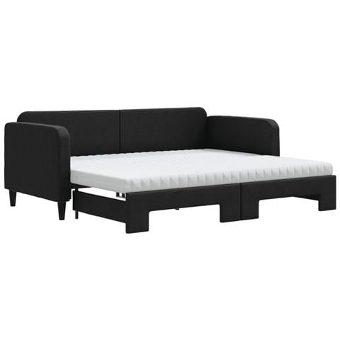 Divano Letto Estraibile Con Materassi Nero 90x190 Cm In Tessuto - Foto 1