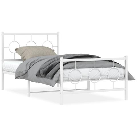 Giroletto Con Testiera E Pediera Metallo Bianco 100x190 Cm - Foto 1