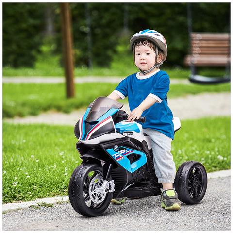 Moto Per Bambini 18-60 Mesi Modello Bmw Hp4 Con Fari, Musica E Pedali, In Pp E Metallo, 82.5x42x54 Cm, Blu - Foto 2