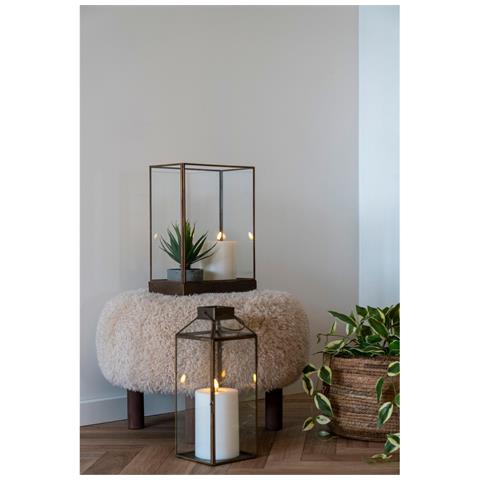 Lanterna Mysore - Ottone - Vetro - 13,5x13,5x35 Cm - Foto 2