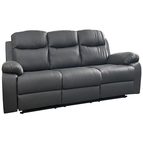 Divano Chicago 3 Posti Reclinabile In Ecopelle Cayenne 20 Grafite - Foto 1