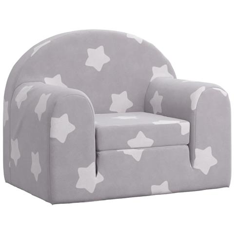 Divano Letto Bambini Grigio Chiaro con Stelle Morbido Peluche - Foto 1
