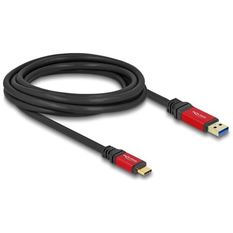 Cavo USB 10 Gbps USB Tipo-A maschio per USB Type-C maschio 3 m metallo rosso - Foto 1