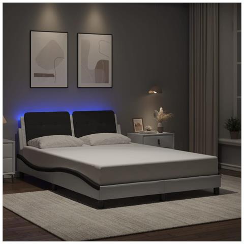 Giroletto Con Luce Led Bianco E Nero 140x200 Cm In Similpelle - Foto 1