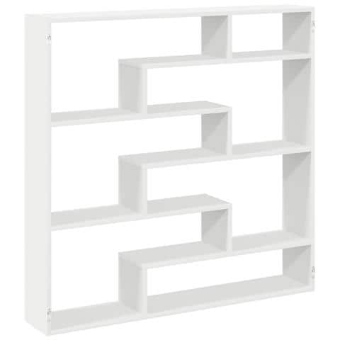 Mensola A Cubo Da Parete 7 Scomparti In Truciolato Bianco - Foto 2