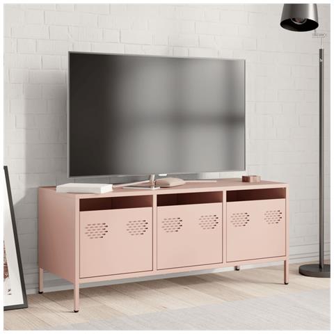 Mobile Tv Rosa 101,5x39x43,5 Cm In Acciaio Laminato A Freddo - Foto 3