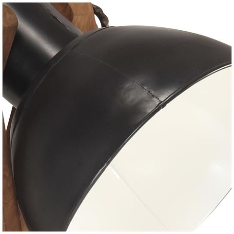 Lampade Da Pavimento 3 Pz Nere E27 In Legno Massello Di Mango - Foto 8