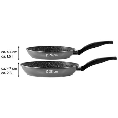 Set Di 2 Padelle In Alluminio Da 24 E 28 Cm, Con Ottimo Rivestimento Antiaderente, Senza Coperchio, Anche Per Induzione - Foto 4