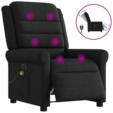 Poltrona Massaggiante Reclinabile Elettrica Nera in Tessuto - Foto 1