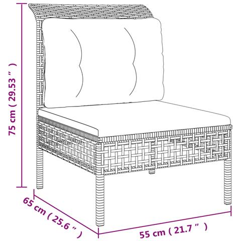Set Divani da Giardino 5 pz con Cuscini in Polyrattan Grigio - Foto 9
