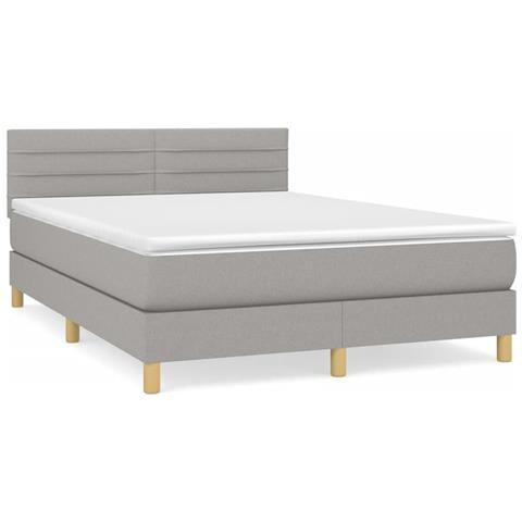 Giroletto a Molle con Materasso Grigio Chiaro 140x200cm Tessuto - Foto 1