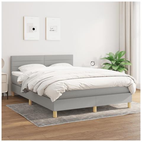 Giroletto a Molle con Materasso Grigio Chiaro 140x200cm Tessuto - Foto 2