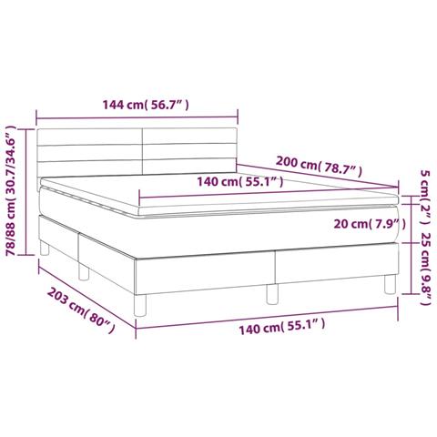 Giroletto a Molle con Materasso Grigio Chiaro 140x200cm Tessuto - Foto 7
