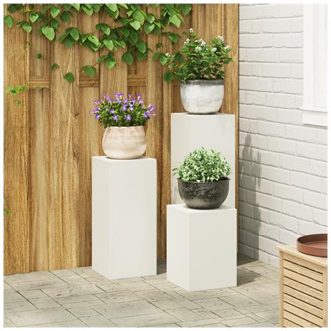 Supporti per Piante da Esterno Set di 3 in Acciaio Bianco - Foto 2
