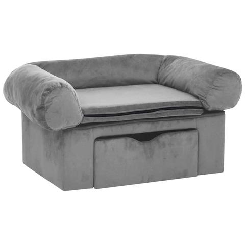 Divano per Cani con Cassetto Grigio 75x50x38 cm in Peluche - Foto 1