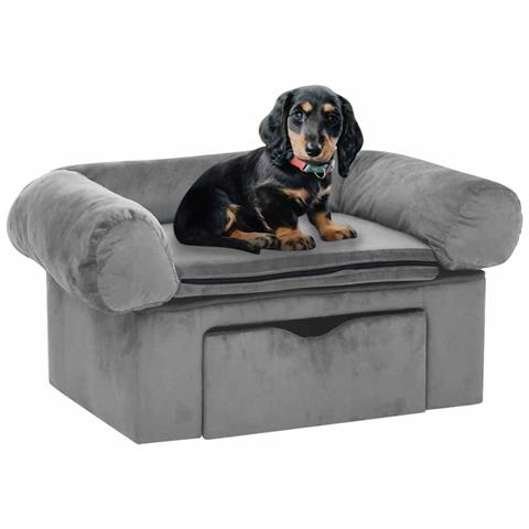 Divano per Cani con Cassetto Grigio 75x50x38 cm in Peluche - Foto 2