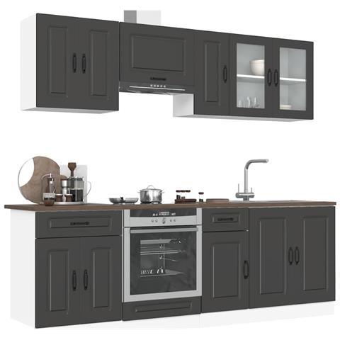 Set Mobili da Cucina 8 pz Kalmar Neri Legno Multistrato - Foto 2