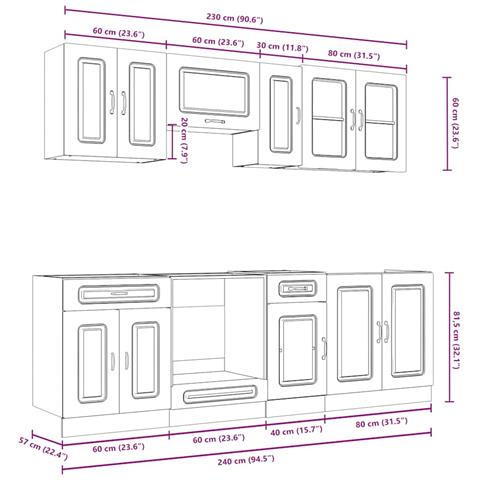 Set Mobili da Cucina 8 pz Kalmar Neri Legno Multistrato - Foto 9