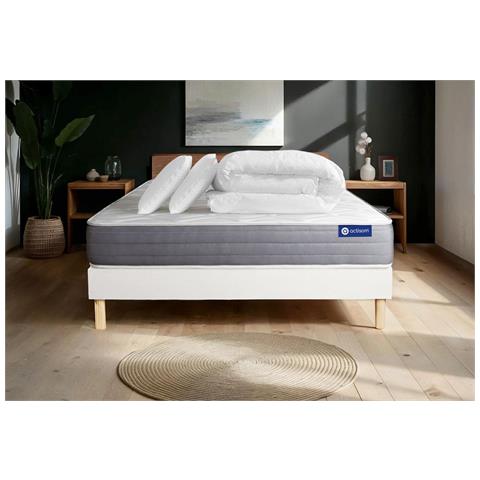 Pacchetto Letto Completo - Materasso 140x200cm + Box Spring Con Doghe (kit) + 2 Cuscini + Piumino - Actiflex Dream - Foto 1