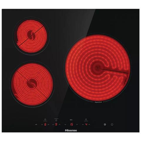 Piano Cottura In Vetroceramica Da 60 Cm Con 3 Fuochi, 5700 W, Nero - E6332bsce - Foto 2