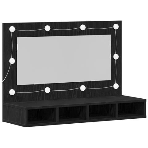 Armadio Specchio LED in Rovere Nero - 90x31,5x62 cm - Foto 1