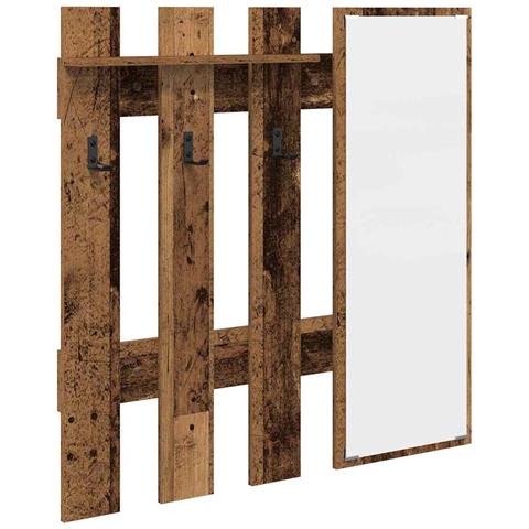 Appendiabiti a muro con specchio Legno Antico 100 x 10 x 100 cm - Foto 1
