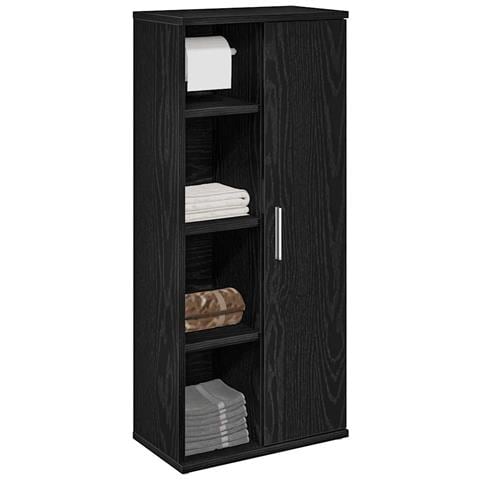 Mobile da Bagno con Portarotolo Nero 39x22x90 cm - Foto 2