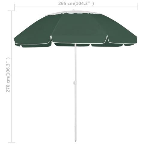 Ombrellone Da Spiaggia Verde 300 Cm - Foto 7
