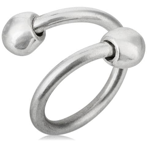 Anello A Doppia Sfera In Ottone Placcato Argento 925 - Foto 1