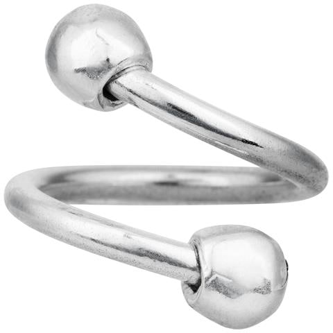 Anello A Doppia Sfera In Ottone Placcato Argento 925 - Foto 6