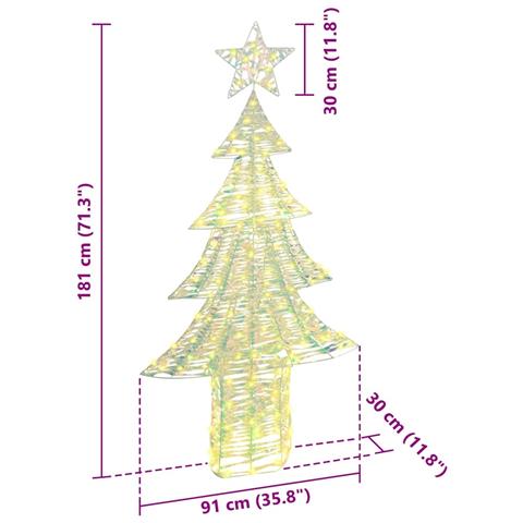 Albero di Natale con 240 LED Bianco caldo 180 cm PET - Foto 8