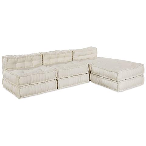 Divano modulare 4 pcs Crema Tessuto - Foto 1