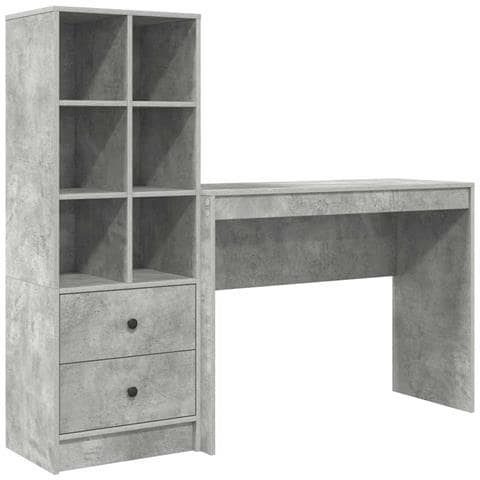 Scrivania con Spazio di Archiviazione 2 pcs Grigio cemento - Foto 1