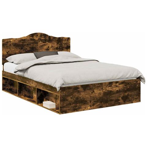 Struttura del letto Rovere fumé 150 x 200 cm Pino massello - Foto 1