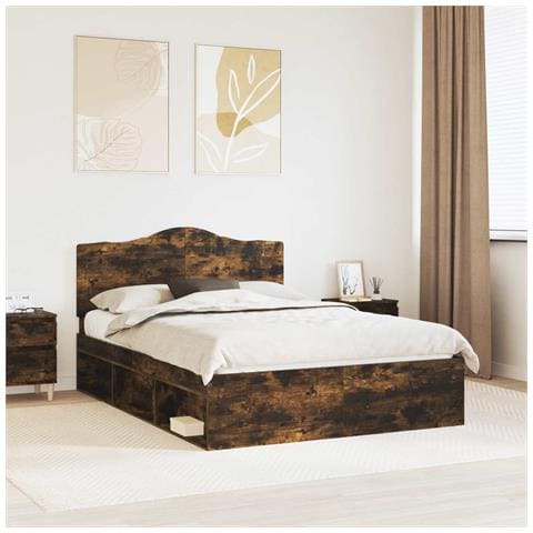 Struttura del letto Rovere fumé 150 x 200 cm Pino massello - Foto 2