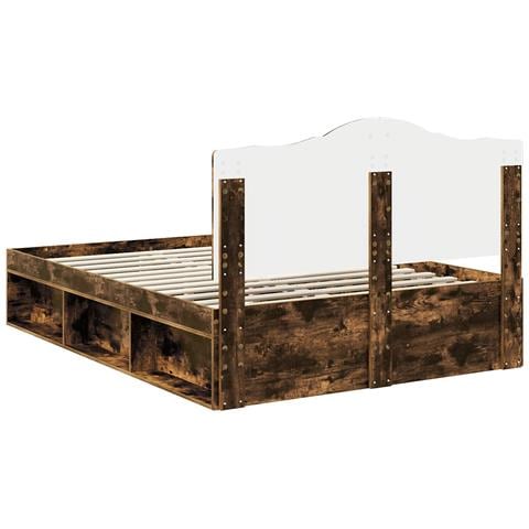 Struttura del letto Rovere fumé 150 x 200 cm Pino massello - Foto 9